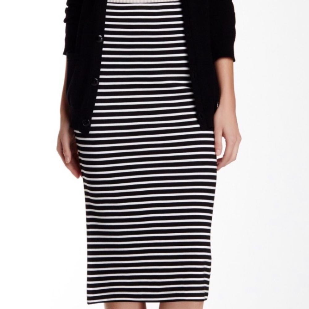 SANCTUARY | Striped Midi Pencil Skirt